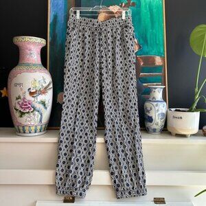 Lucky Brand White and Blue Geometric Trousers